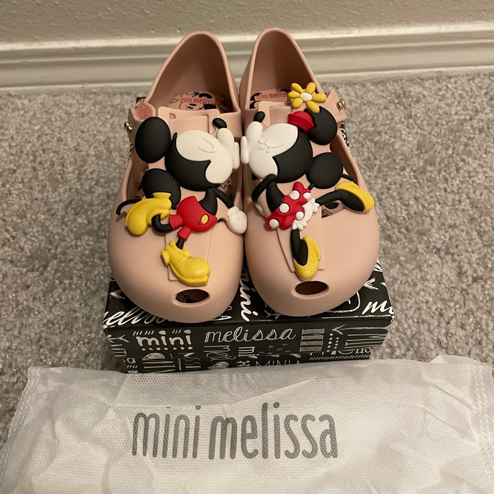 NEW Mini Melissa Kids Pink Ultragirl Minnie & Mickey Mouse Mary Jane shoes 10